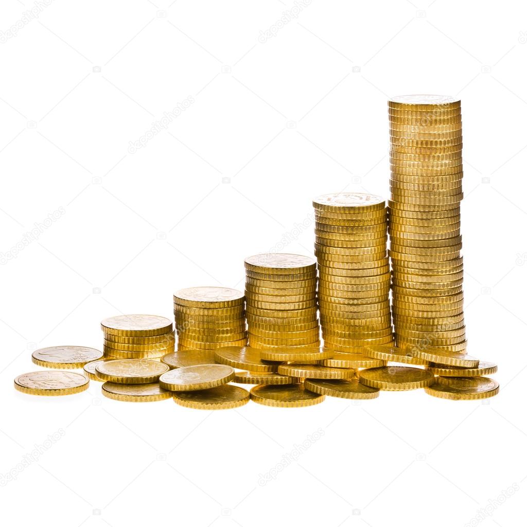 Columns of golden coins