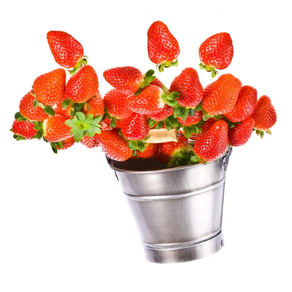 Fresh large strawberries poured up — Stock Photo, Image