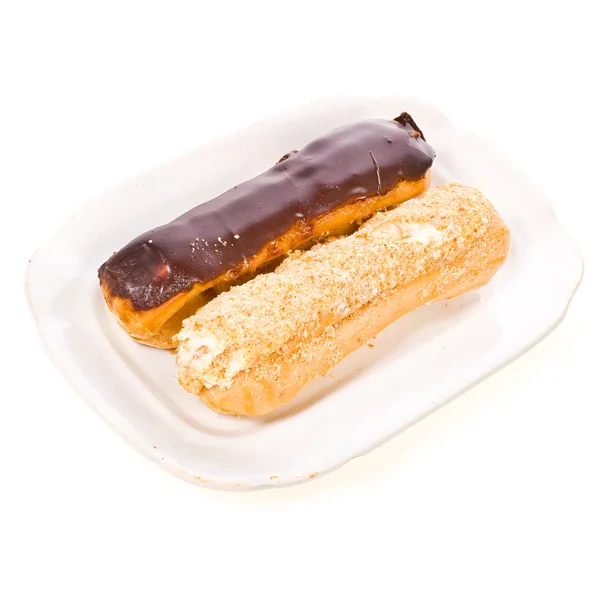 Gâteaux frais, éclairs de différents types — Photo