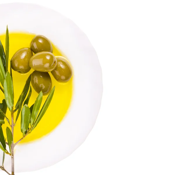 De tak van de olijfboom en olijven — Stockfoto