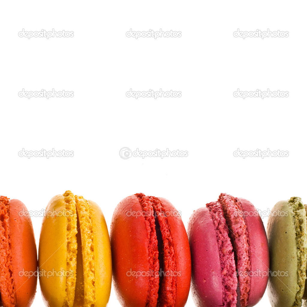 Colorful french macaroons frame