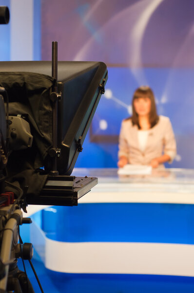 Reporter presenting news