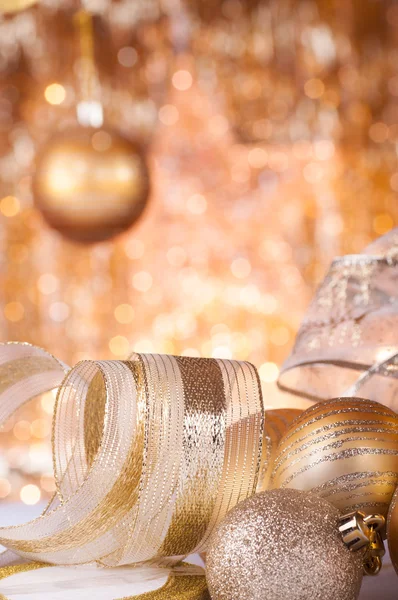 Gold christmas baubles — Stock Photo, Image