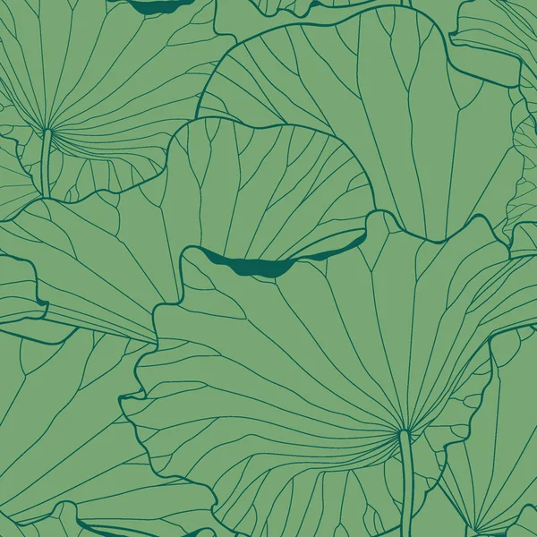 Nahtloses Muster Mit Natürlichen Ornamenten Asiatische Lotusblume Auf Goldenem Hintergrund — Stockvektor