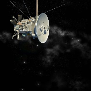 Cassini Huygens uydusuna benzeyen insansız uzay aracı, izolasyon yolu üç boyutlu resimde yer almaktadır..