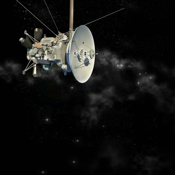 Cassini Huygens uydusuna benzeyen insansız uzay aracı, izolasyon yolu üç boyutlu resimde yer almaktadır..