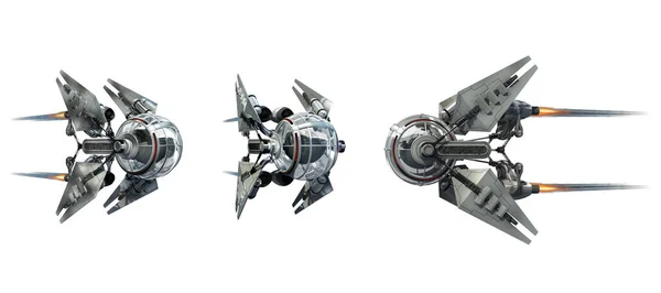 Collage Naves Espaciales Tripuladas Similar Transbordador Dron Con Trayectoria Aislamiento — Foto de Stock