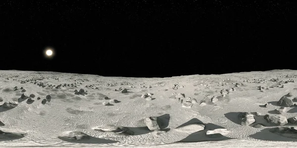 Superficie Lunar Paisaje 360 Hdri Panorama Esférico Para Exploración Espacial —  Fotos de Stock