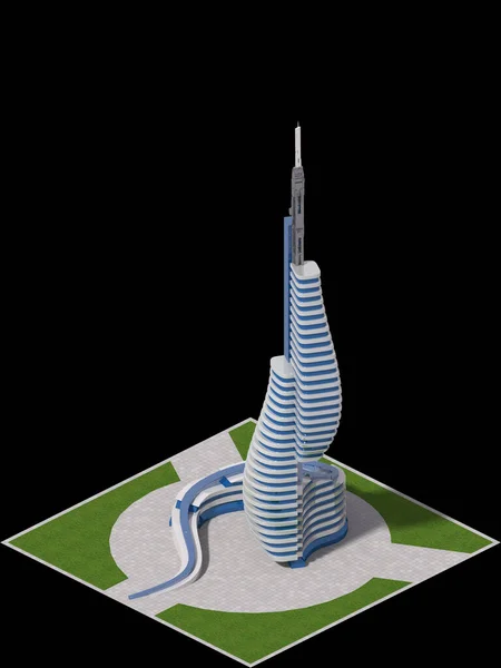 Futuristische Stadtarchitektur Mit Organischen Strukturen Für Einen Quadratischen Gittergekachelten Spiel — Stockfoto