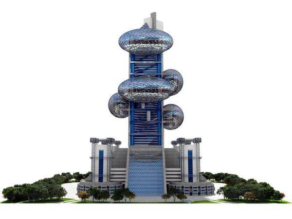 Φουτουριστική Αρχιτεκτονική Για Skylines Παιχνιδιών Υπόβαθρο Επιστημονικής Φαντασίας Που Παρέχονται — Φωτογραφία Αρχείου