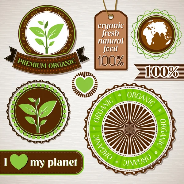 Набір органічних, екологічних векторних етикеток — стоковий вектор