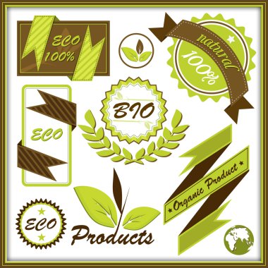 Organik olarak ayarlayın ve çiftlik taze gıda rozetleri ve Etiketler