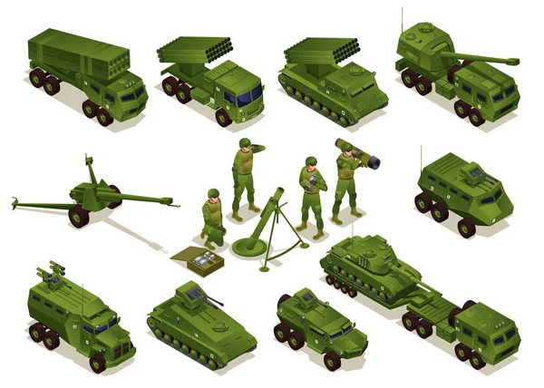 Artillery Rocket Artillery Howitzer Atgm Mortar Crew Heavy Track Tank — Image vectorielle