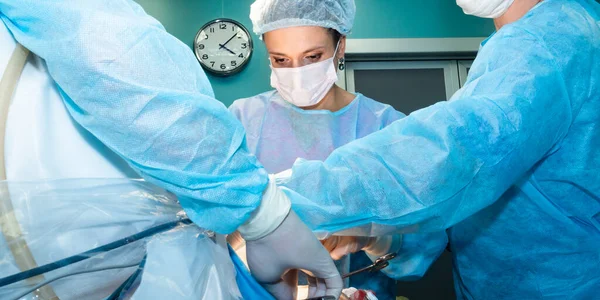 Eine Chirurgin führt einen chirurgischen Eingriff durch. Stockbild
