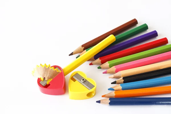 Kalem ve kurşun kalem, kalemtıraş — Stok fotoğraf