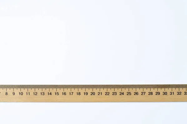 Wooden Ruler Measuring Tape White Background Measuring Tool — Stock Photo, Image