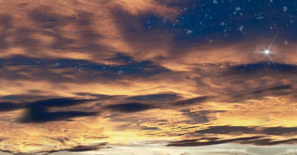Sonnenuntergang Wolken Und Himmel Saubere Luft Sternenhimmel Blauer Hintergrund Sonnenstrahlen — Stockfoto