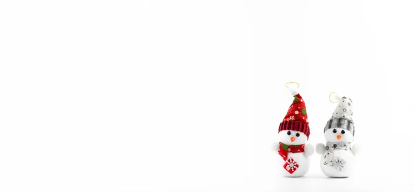 Muñeco Nieve Nieve Feliz Año Nuevo Navidad Sombrero Rojo Sobre — Foto de Stock