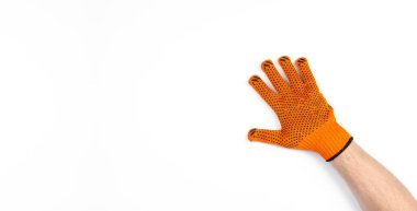 İş eldivenleri. İş için eldiven. Beyaz arka planda. İzole edilmiş. İş eldivenlerini teslim et..