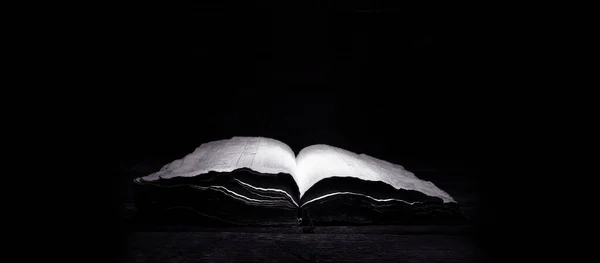 Old Book Open Bible Antique Book Dark Background — ストック写真