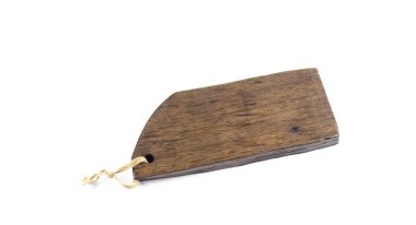 Kesme tahtası. Yemek kesme tahtası. Beyaz arka planda. Meşe ağacı dokusu. İzole edilmiş.