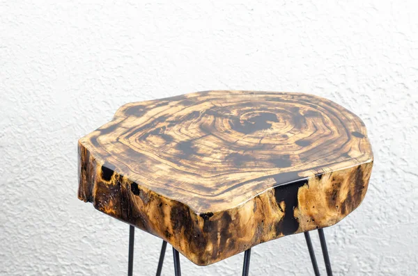 Design Table Wooden Table Made Cut Epoxy Resin Room — стоковое фото