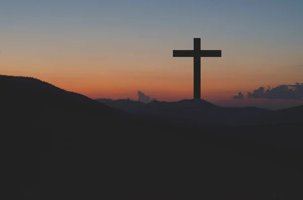 Cruz Jesús Crucifijo Contra Cielo Semana Santa Jesús Resucitado — Foto de Stock