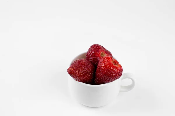 Fresa Fresas Sobre Fondo Blanco Verano Fruta Mesa — Foto de Stock