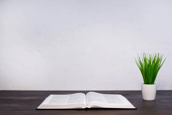 Bible Open Holy Bible Table Prayer — Stock Photo, Image