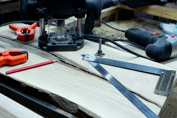 Tools Table Workshop Carpentry Workshop —  Fotos de Stock