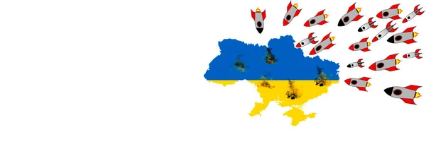 Oorlog Oekraïne Raketten Het Grondgebied Van Oekraïne Kaart Van Oekraïne — Stockfoto