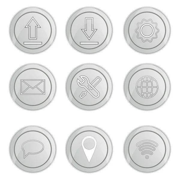 Basic silver internet icons set — Stock Vector