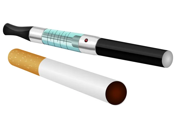 Cigarrillo electrónico y normal — Vector de stock