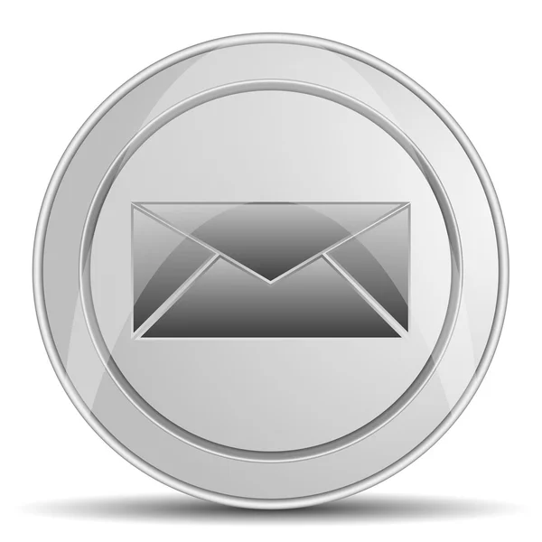 E-mail błyszczące metalowe monetę jak guzik ikona — Wektor stockowy