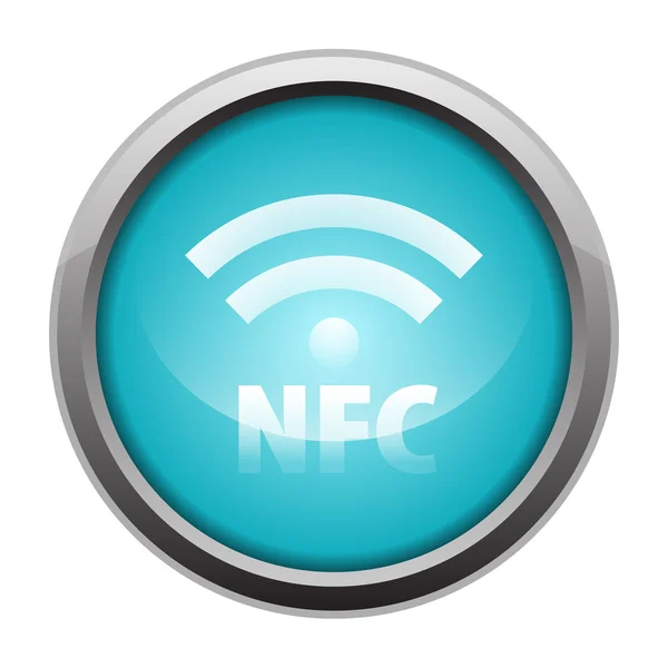 NFC ícone metálico botão azul —  Vetores de Stock