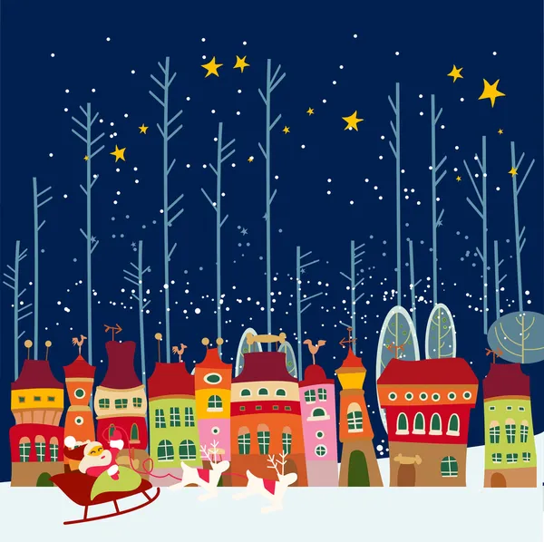 Winter background with city — Stock Vector