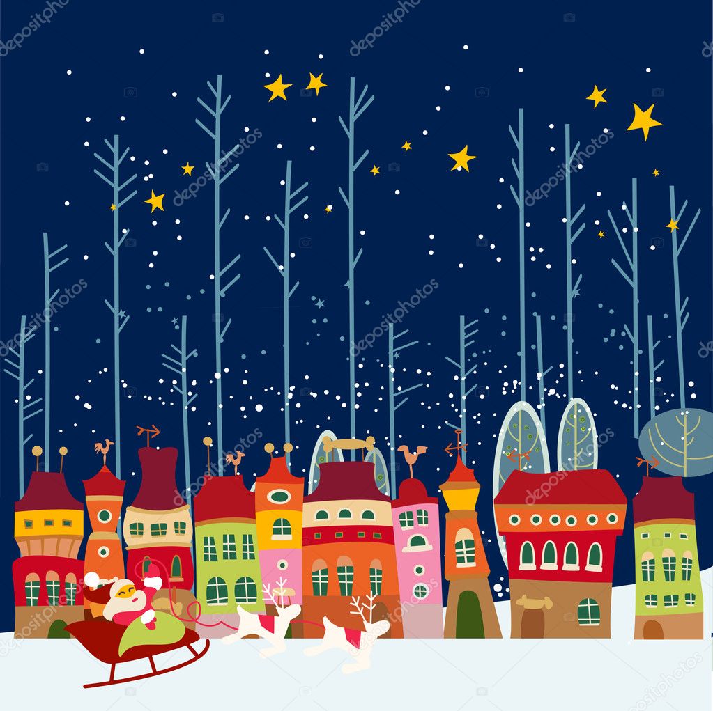 Winter background with city Stock Vector Image by ©PictuLandra #27406639