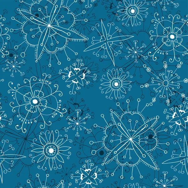 Απρόσκοπτη υπόβαθρο άνευ ραφής floral περίτεχνα νιφάδα χιονιού — Διανυσματικό Αρχείο