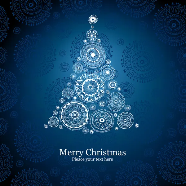 Рождественская елка из снежинки на голубом фоне — стоковый вектор