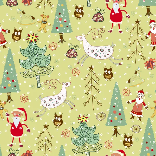 Forest and deer. seamless pattern — Stock Vector