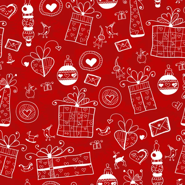 Red Christmas Seamless Pattern. Ilustración vectorial . — Vector de stock