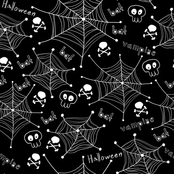 Halloween naadloze patroon. spinnen op webs die zijn naadloze — Stockvector