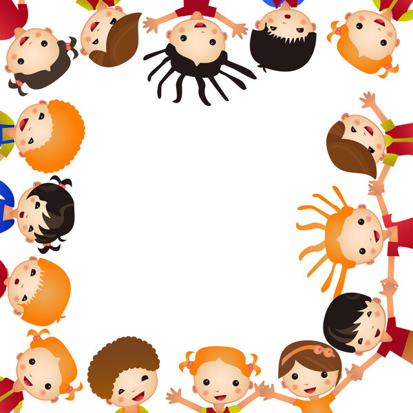 Fun kid's frame. Many of children hold blank