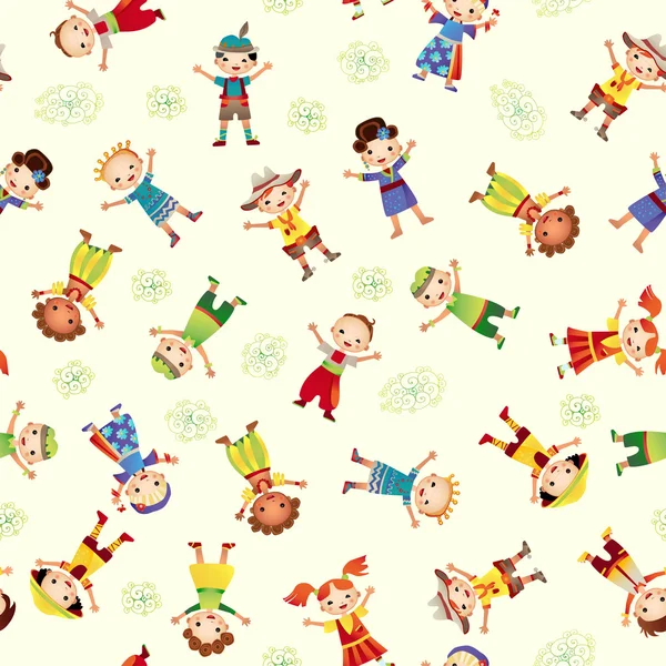 Fondo sin costuras vectorial con niños . — Vector de stock