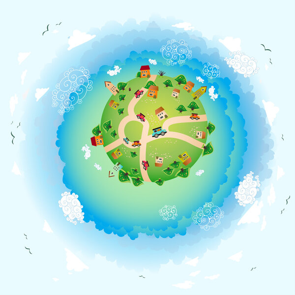 An eco illustration of earth. Friendly small Planet