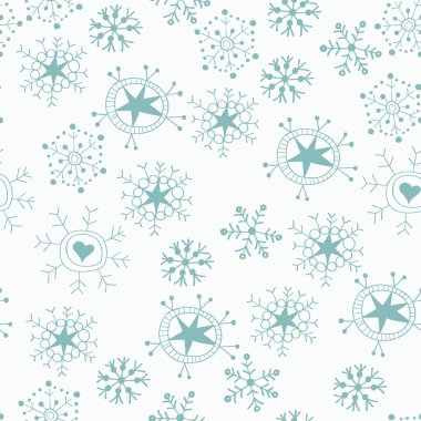 kar taneleri beyaz ile mavi Noel seamless modeli