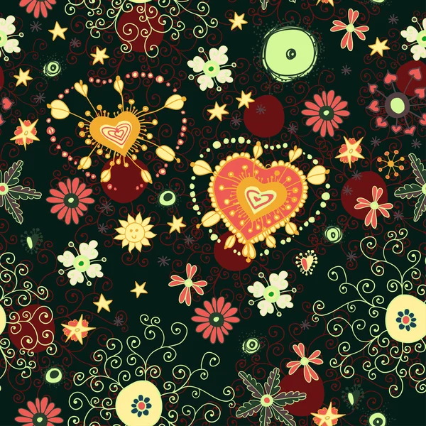 Nahtloser floraler Hintergrund mit Blumen, — Stockvektor