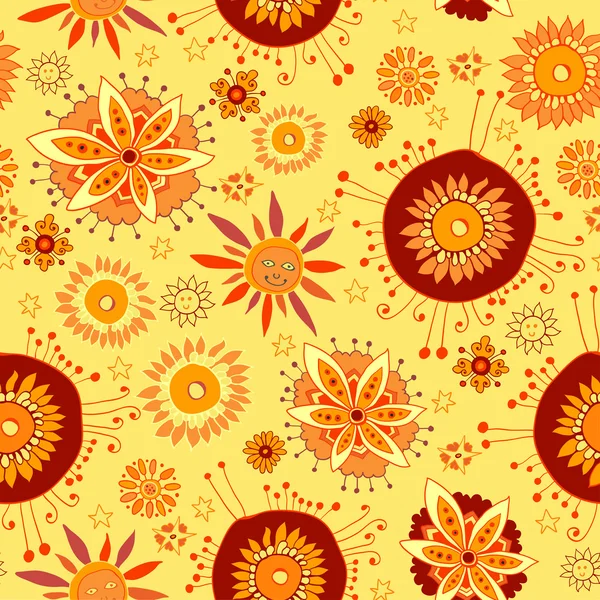 Patrón floral sin fin en el tema otoñal — Vector de stock