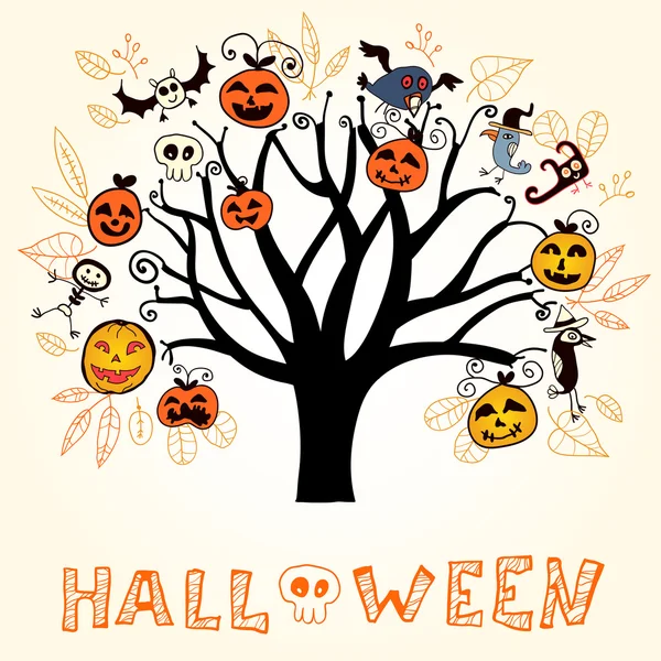 Halloween-kaart geïsoleerd op een witte achtergrond. vectorillustratie — Stockvector