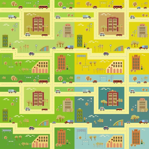 The same street during 4 seasons — Stock Vector